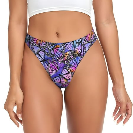 Sigee Watercolor Butterflies for Women s G-String Panty  Low Rise  Soft Lace Perfect for Everyday Wear or Special Occasions-Medium
