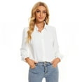 thumbnail image 2 of Button Down Blouses for Women Long Sleeve Pleated Tops Casual Business Blouse for Office Wear Chiffon Elegant White Shirt for Women, 2 of 5