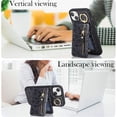 thumbnail image 4 of iPhone 13 case with Card Holder, iPhone 13 Phone Case Wallet for Women magsafe Compatible Wallet Detachable 2-in-1 for Men-Black Leopard, 4 of 13