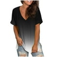 thumbnail image 2 of Tdoqot Womens Tops Trendy- Summer V-Neck Short Sleeve Loose Fit Casual T Shirts Black Size L, 2 of 4