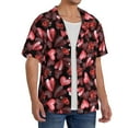 thumbnail image 4 of Xecao offers the Ladybugs and Red Hearts for Men's Casual Short-sleeved Shirt, a button-up collared shirt with a pocket, perfect for beach vacations and yacht travel in the Medium size., 4 of 7