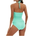 thumbnail image 5 of Women's Sports Bikinis Bathing Suits V Neck Tops Briefs Stretchy Breathable Comfortable Adjustable Seamless Beachwear for Women Split Tankini Swimsuits, 5 of 5