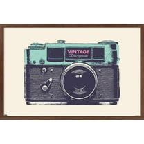 Vintage Camera Wall Poster, 22.375" x 34" Framed