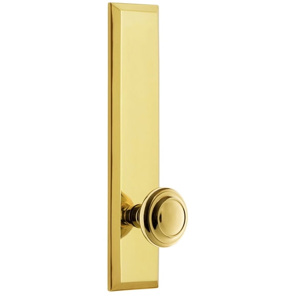 Grandeur Favcir_Tp_Dd_Na Fifth Avenue Solid Brass Rose Tall Plate Dummy Door Knob Set -