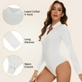 thumbnail image 3 of COMFREE Women's Sexy V-neck Bodysuit Long Sleeve Jumpsuit Basic Tops Solid Soft Jumpsuits, 3 of 5