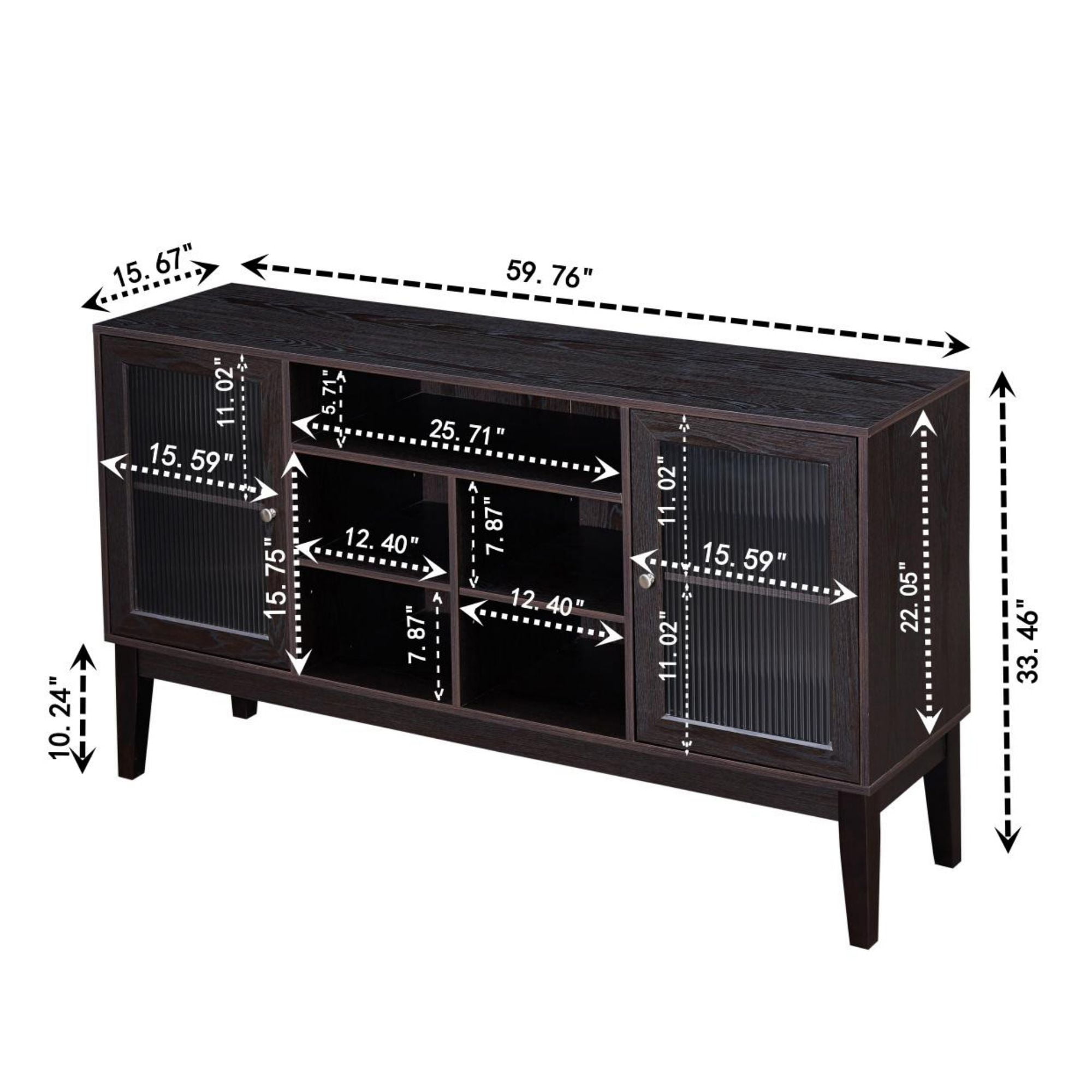 Aukfa Storage Cabinets Modern Kitchen Cabinets for Living Room Dining Room(59.8x15.8X33.5 ), Brown