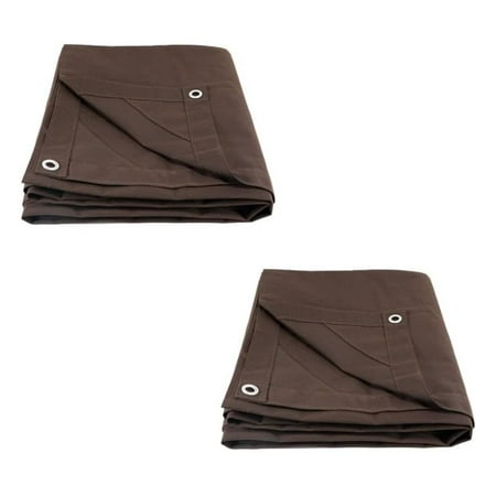 ZZYY (2 Pack) 10 x 12 Dark Brown Canvas Tarp 12oz - Water Resistant & Breathable - Heavy Duty Tarps - Multipurpose Tarpaulin Cover for Camping Tent