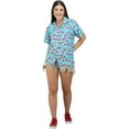 thumbnail image 2 of Stylore Womens Hawaiian Shirt Short Sleeve Blouse Funky Cherry Turquoise XXL, 2 of 7