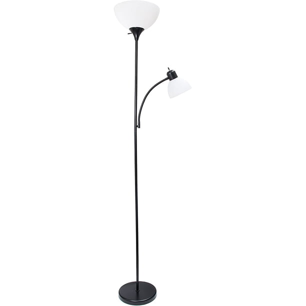 Simple Designs Home LF2000-BLK - Lámpara de pie con luz de lectura, color negro, Art Deco, 71.50 x 15.50 x 10.00 inches, Negro,Negro -