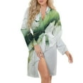 thumbnail image 5 of Sage Green Ink Night Robe Long Sleeve V Neck Robe With Belt Women's Sleepwear Dresses, 5 of 9
