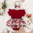 thumbnail image 3 of GRNSHTS Infant Baby Girls Summer Outfits Short Sleeve Ruffle Floral Print Tutu Skirt Romper Bodysuit Headband Set (Wine Red, 6-9 Months), 3 of 10