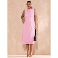 thumbnail image 6 of Baby Pink Plus Size Sleeveless Mid-Length A-Line Bodycon Dress With Ruched Detail, 6 of 6