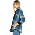 thumbnail image 4 of Love Tree Women's Juniors Reversible Corduroy Plaid Flannel Shacket (Black, Large), 4 of 6