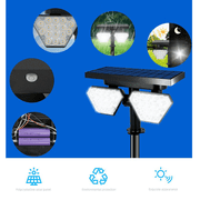Solar Spotlight, Outdoor Double Head Spotlight, Adjustable Swivel, For Yard Access Porch
