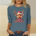 thumbnail image 2 of Womens Christmas Shirts 3/4 Length Sleeve TShirts Casual Christmas Graphic Printed Blouses Crewneck Tunic Tops Loose Pullover Top, 2 of 4