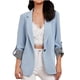 thumbnail image 2 of Puntoco Mujer Traje de negocios Color sólido Costura Raya Manga larga Bolsillo Cardigan Abrigo superior Puntoco Puntoco-1, 2 of 9