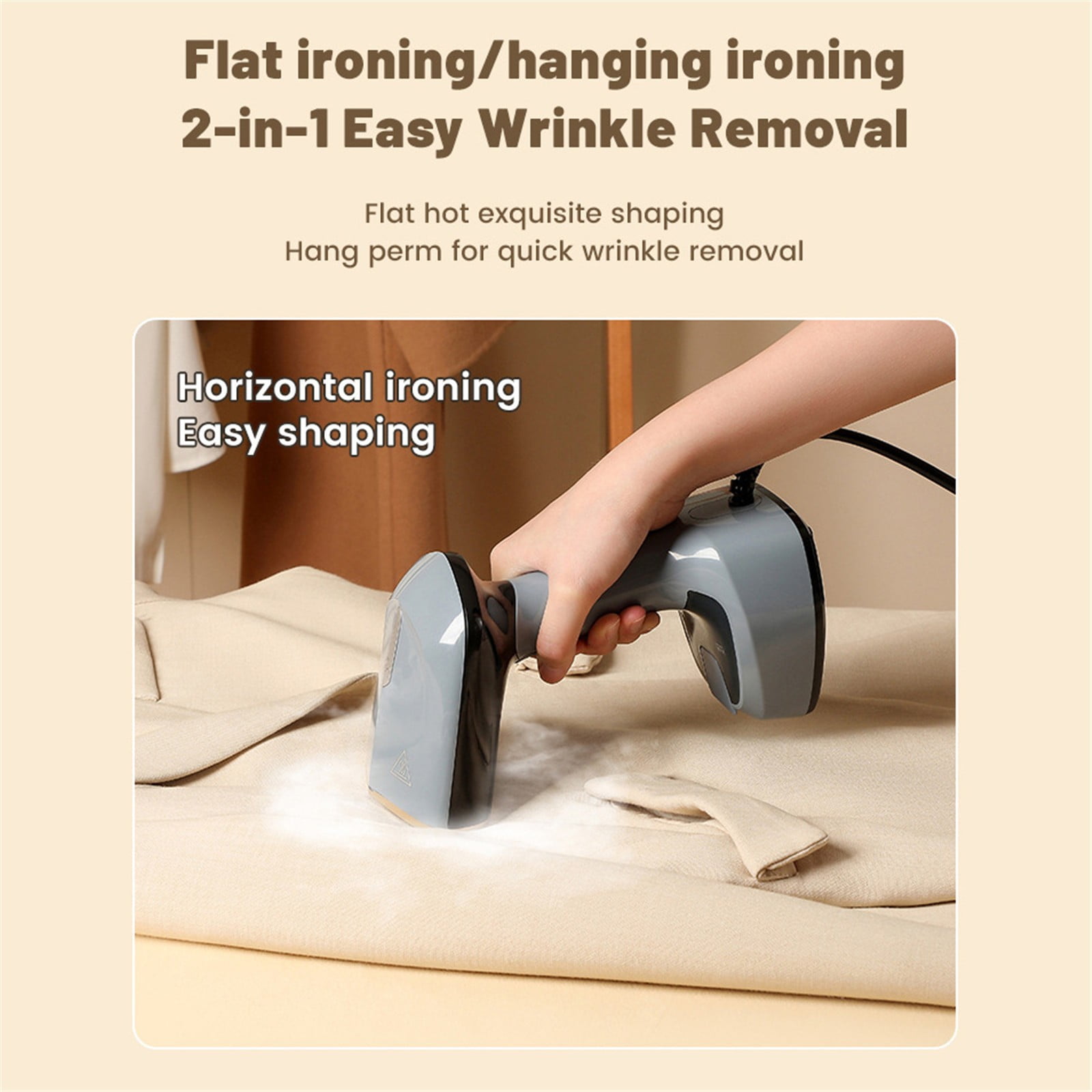 Gray + Decker Easy Store Foldable Garment Steamer, Heated Metal Plate, 10ft Cord, 8 Min of Steam