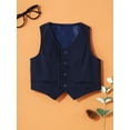 thumbnail image 6 of Runhomal Kids Boys 4 Buttons Single Breasted Formal Tuxedo Vest Suit Jacket Gentleman Waistcoat for Navy Blue 8, 6 of 7