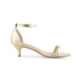 thumbnail image 5 of BLISSFUL STEP Women's Shoes Metallic Ankle Strap Kitten Heel Square Toe Sandals Gold 11, 5 of 7
