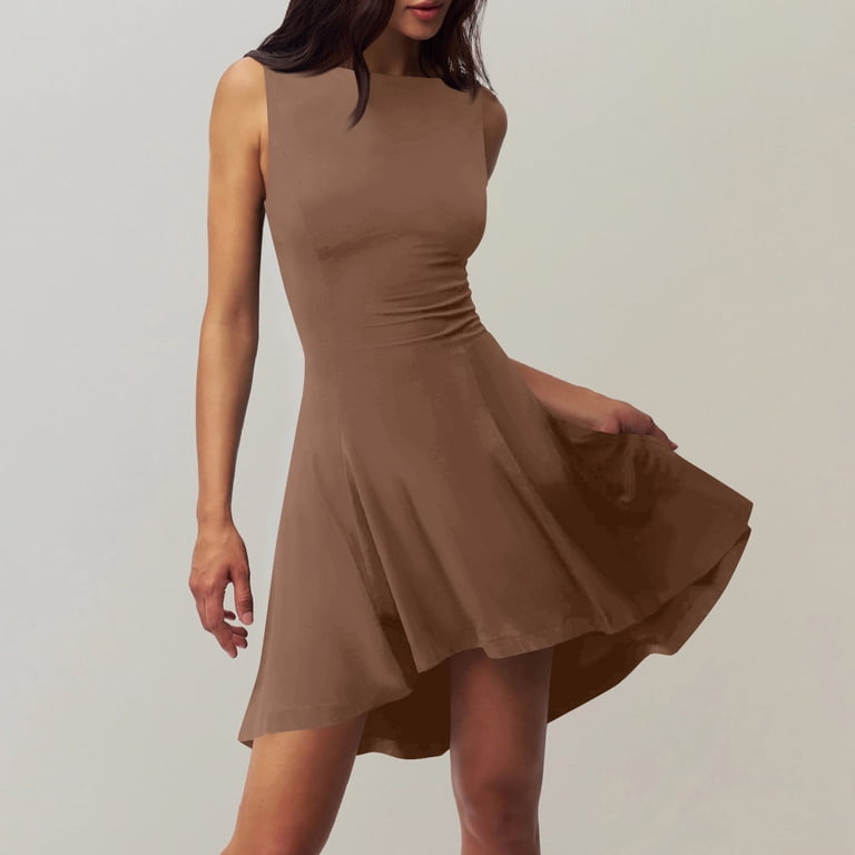 Women's A-Line Boat Neck Flowy Mini Dress High Low Irregular Hem Dress  Summer 2025 Going Out Party Club Dresses - Walmart.com