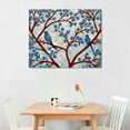 thumbnail image 3 of JRXY  Blue Trees Red Birds Canvas Wall Art Romantic Love Abstract Forest Landscape Picture Print on Canvas for Bedroom Home Decor Stretched and Framed Ready to Hang 20x16in, 3 of 5