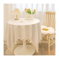thumbnail image 2 of KGJQ Cotton Linen Tablecloth with Fringed Edges, Washable Solid Color Tablecloth with Tassels, Round Table Cover for Kitchen Dining Room, 2 of 8
