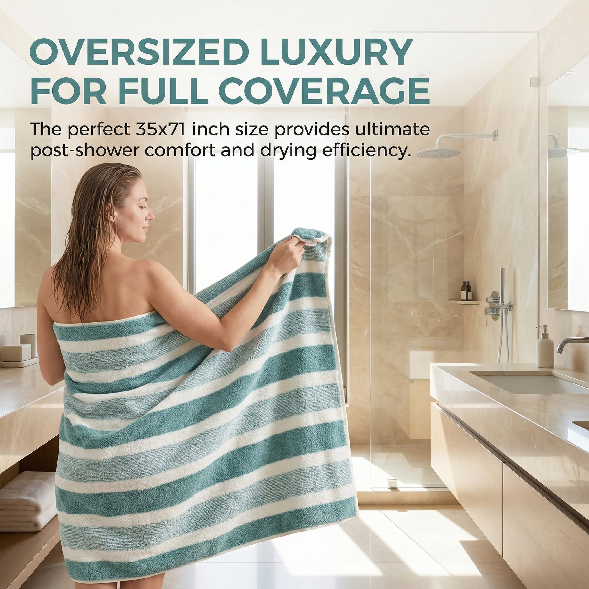 Unique Bargains Ultra Plush Soft Highly Absorbent Coral Fleece Bath Towel Green 71" x 35"