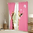 thumbnail image 3 of Homewish Animal Giraffe Black Out Curtains for Teens Boys Girls,Pink Brown Curtains Pack of 2 (42x63 Each),Pink Bubbles Bedroom Curtains,Ultra Soft Home Decor, 3 of 6