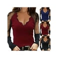thumbnail image 5 of VSNOW Women Sheer Long Sleeve Lace Blouse V Neck Tunic Tops, 5 of 5