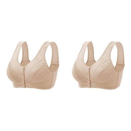 Wijhcboe 2 Pack Womens Women Bras Wireless No Steel Ring Front One Shoulder Bras for Women Close Bra T Back Womens Bras Sexy Plus Size Seamless Unlined Seamless Bras Bra For Large Bust Womens Bras C