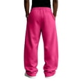 thumbnail image 4 of Mens Fall Winter Oversized Straight Leg Sweatpants, American Baggy Wide Leg Fleece‑Lined Elastic Waist Casual Sports Pants Pink S, 4 of 5