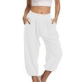 thumbnail image 4 of vigerkar Capri Pants for Women Casual Capris Summer Loose High Waist Wide Leg Yoga Pant with Pocket Lounge Wear (White, M), 4 of 9