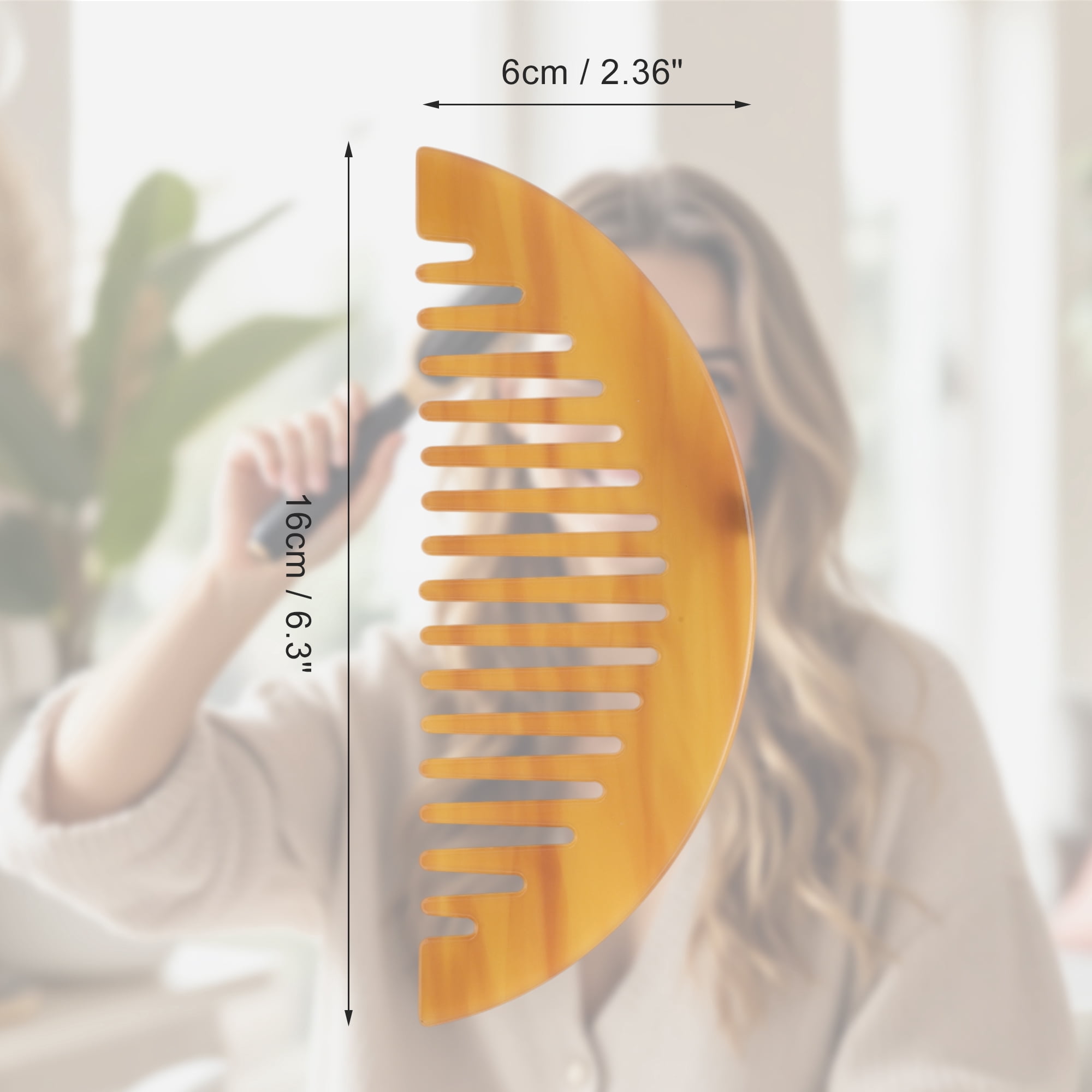 Unique Bargains 1 Pc Convenient Half Round Hair Comb for Making Hair Smooth Coffee