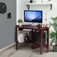 thumbnail image 3 of Topbuy Wooden Corner Computer Desk with Drawer Office Study Table Walnut, 3 of 9