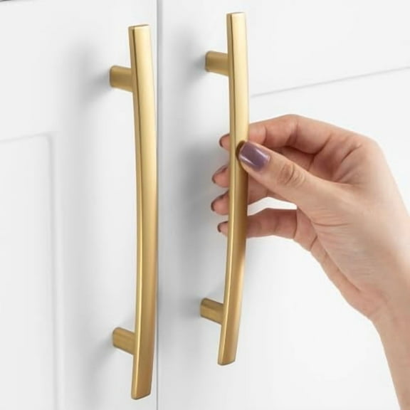10 Pack 5 Inch , Curved Brushed Gold Cabinet Pulls Gold Cabinet Handles Gold Kitchen Hardware for Cabinets ZP2204 Drawers Bedroom Dresser Bathroom Vanity Cupboard Closet$$Tools & Hardware Other