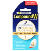Compound W Maximum Strength One Step Plantar Wart Remover Foot Pads, Salicylic Acid, 20 Count
