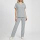 thumbnail image 2 of Conjunto de uniforme médico para mujer, color sólido, 2 piezas, camiseta de manga corta con cuello en V y pantalones con cintura elástica, uniforme de enfermería con bolsillos., 2 of 9