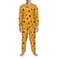 thumbnail image 3 of Balery Vintage Leopard Print Sunflower Pijama para Hombre de Dos Piezas con Manga Larga, Conjunto de Dormir y Descanso Suave con Bolsillos-Medium, 3 of 7