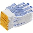 thumbnail image 1 of Guantes de trabajo con agarre antideslizante, protección de algodón de seguridad, puntos de PVC, para pintor, mecánico, construcción Industrial, 12 pares, 1 of 5