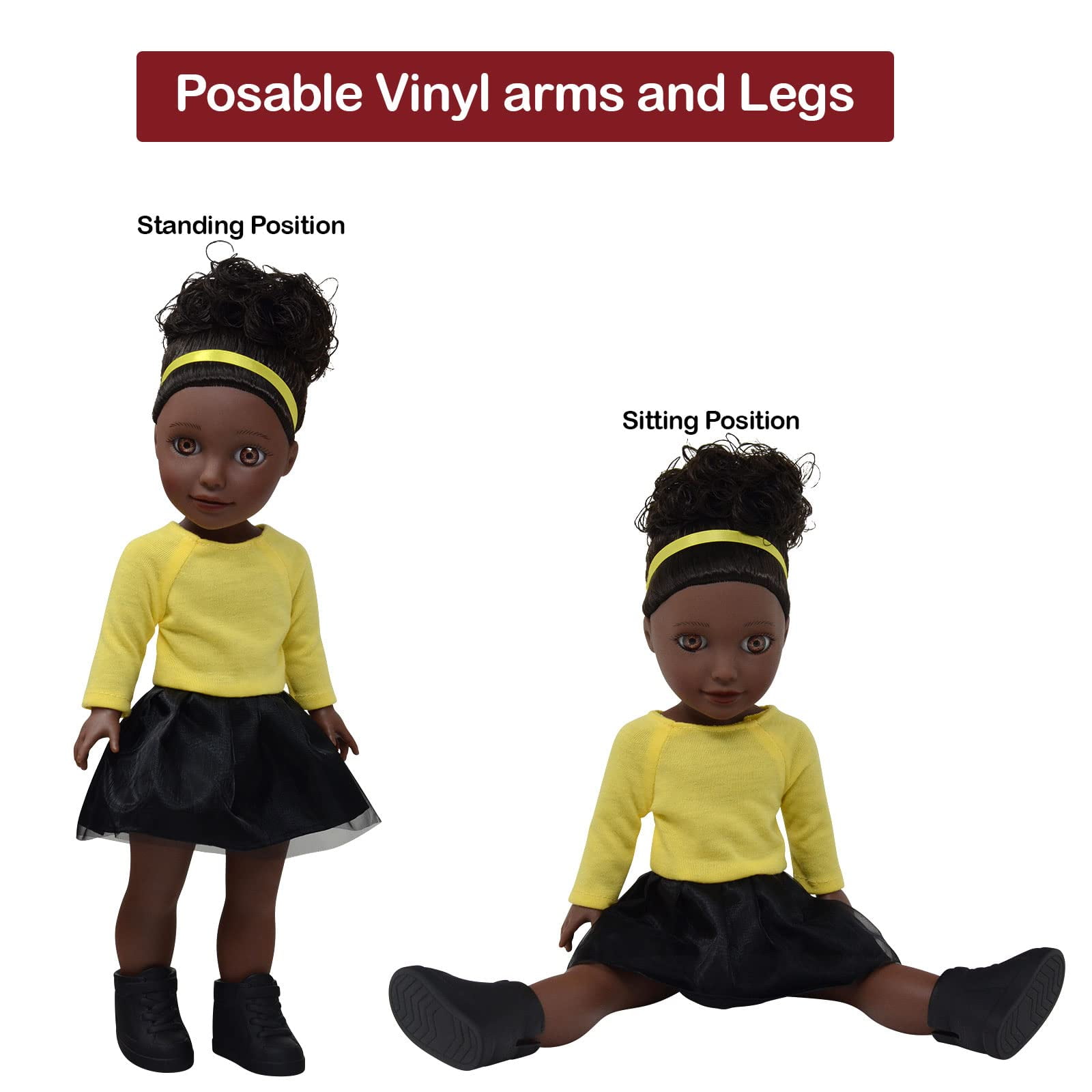 Glamour Girlz 14” Poseable Fashion Doll – Brown Hair, Outfit & Mask – Great Gift For Girls Ages 3+
