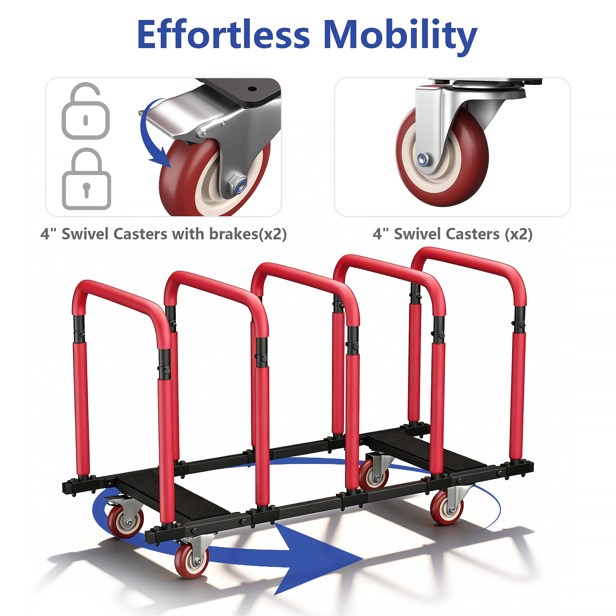 YOHKOH Jeep Door Storage Rack with Lockable 4" Casters – Heavy-Duty Movable Stand for Jeep Wrangler JK JL, Gladiator JT & Ford Bronco 2/4 Door