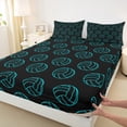 thumbnail image 3 of Castle Fairy Gamer Volleyball 3pcs Twin Sheet Sets for Boys,Black Teal Twin Fitted Sheet,Sport Theme Breathable Flat Sheet,Luxury Bedroom Decor, 3 of 7