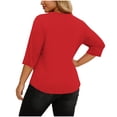 thumbnail image 4 of Mifsaly Plus Size Blouses for Women 3/4 Sleeve Square Neck Cotton Tops Button Decoration Lightweight Breathable Oversized Tshirts Summer Casual Work Office Outfits L, 4 of 7