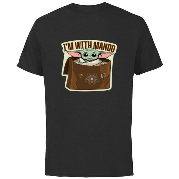 Star Wars The Mandalorian Season 3 Grogu I’m With Mando - Short Sleeve Cotton T-Shirt for Adults - Customized-Black
