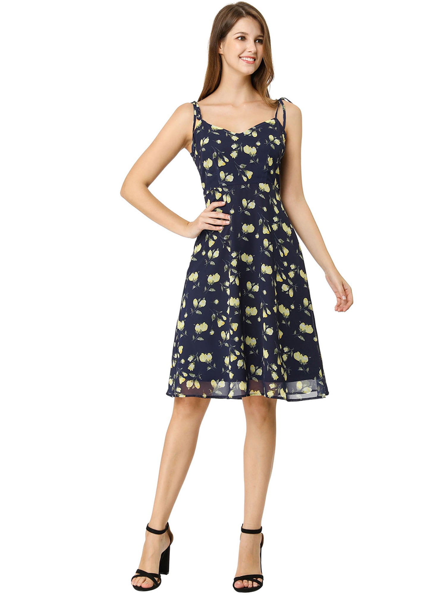 DARING DIVA Spaghetti Strap Summer Floral Print Midi Dress XS Blue