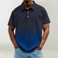 thumbnail image 2 of Men's Gradient Print Short Sleeve Golf Polo Shirt, Breathable Quick Dry Moisture Wicking Design, Loose Fit Athletic Performance Sport Top, Big and Tall Sizes M-4XL Blue, 2 of 5