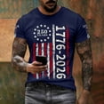 thumbnail image 2 of Rggeeun Men'S T-Shirts Stars And Stripes Graphic 250 Years 1776-2026 Print Celebrate Anniversary Short Sleeve Crew Neck For 4th Of July Community Picnic Freedom Tee,Navy,L, 2 of 5