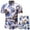 Blue, variant on Edvintorg Men Print Buttons Short Sleeves Casual Beach T-Shirt Tops Lacing Shorts Set Tracksuit Men Oversized Clothing