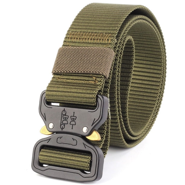 Cinturón táctico con hebilla de cobra, hebilla de nailon para hombre, para deportes al aire libre, lona, cinturón de entrenamiento militar, moda, longitud ajustable, uso versátil