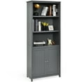 thumbnail image 1 of Costway Bibliothèque Étagères Rangement Armoire en Bois Unité Bibliothèque Autoportante avec Portes Gris, 1 of 10